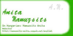 anita mamuzsits business card